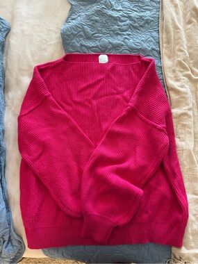 Deep Pink Scoop-Neck Sweater
